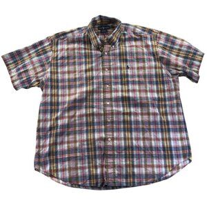 Polo Ralph Lauren Shirt Blake XL Short Sleeve Plaid Button-Down Cotton Preppy